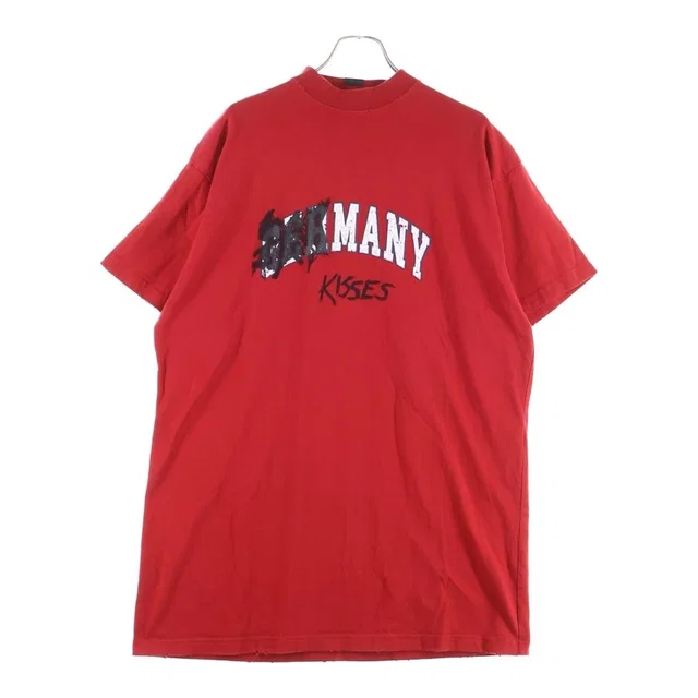 Balenciaga 23 SS Many Kisses Crew Neck Short Sleeve T-Shirt Red in Red from The Reluxe