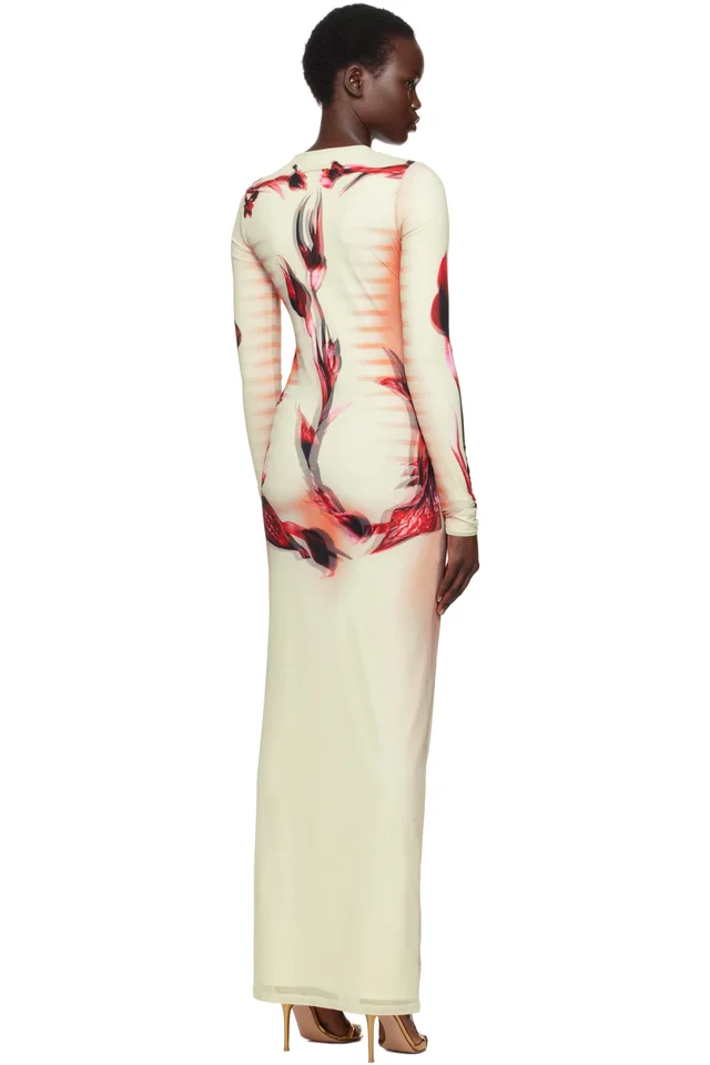 Jean Paul Gaultier Green & Pink 'The Flower Body Morphing Marinière' Maxi Dress, photo 3 of 4 from SSENSE