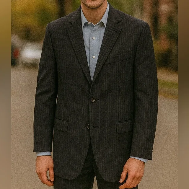 Loro Piana Hickey Freeman 44r Pinstripe Suit Lorotasmanian Navy Gray Usa in gray Canvas from Poshmark