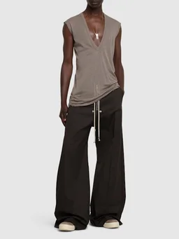Rick Owens Sleeveless V-neck T-shirt in 100% Cotton, photo 2 of 5 from LUISAVIAROMA