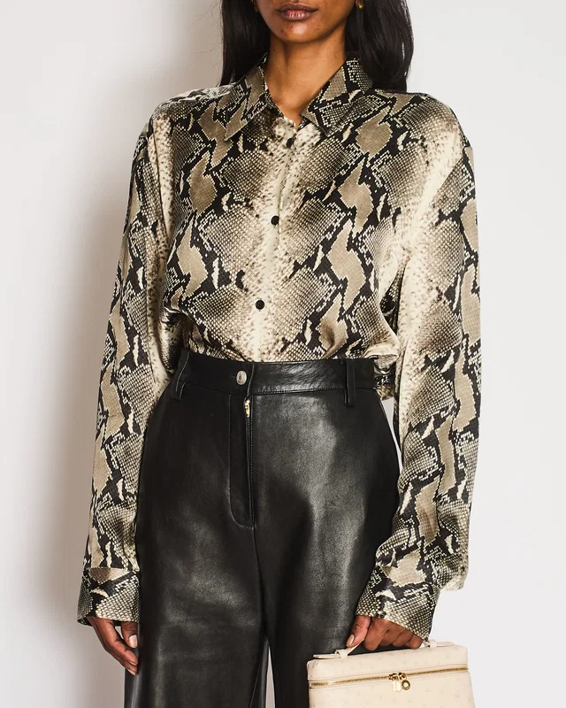 Khaite Grey Snakeskin Print Shirt Size UK 8 in Grey from Sellier