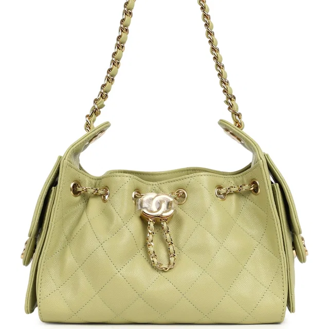 Chanel Mini 25 Hobo Bag Green Caviar Gold Hardware in Green Caviar leather from Madison Avenue Couture