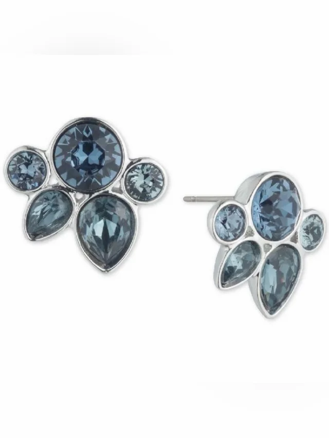 Givenchy Crystal Clutter Stud Earrings in silver|blue|gray from Poshmark, photo 1 of 1