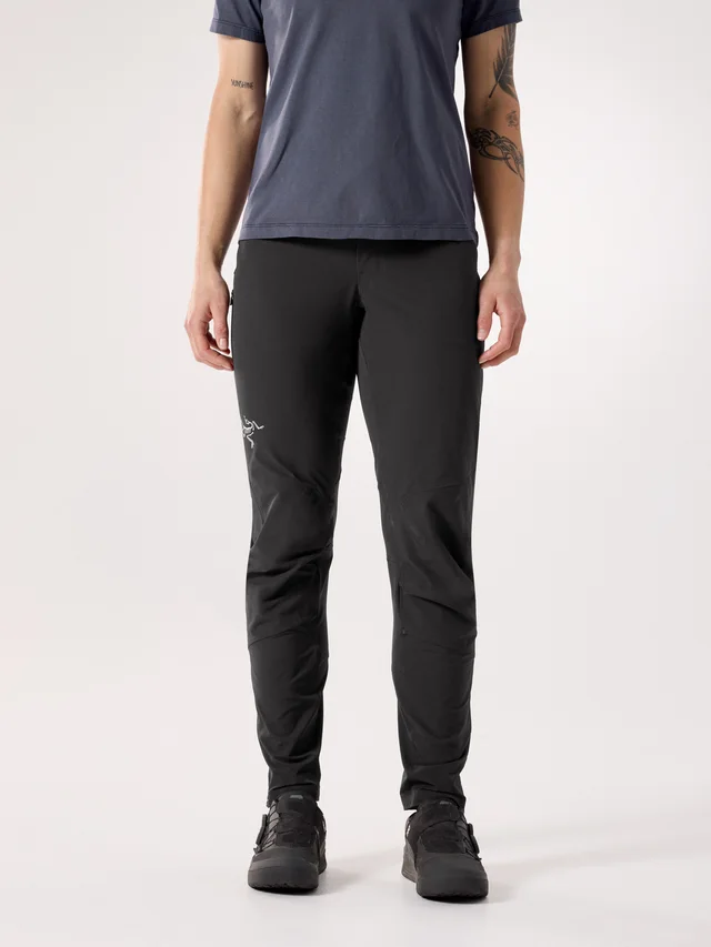 Arc'teryx Rhoam Pant Women's in Black Lining: Warp knit mesh - 100% Polyester · Contrast: Fortius™ 2.0 - Synthetic Stretch Softshell, FC0 DWR, 138 gsm - 86% Nylon…, photo 1 of 1