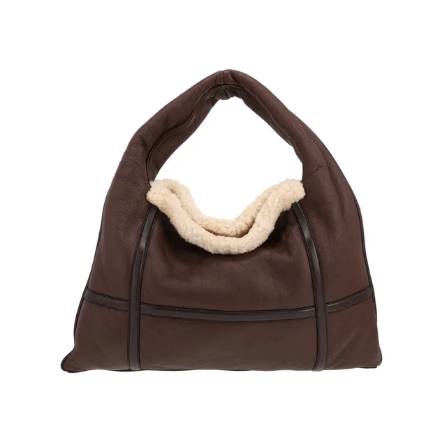 Bottega Veneta Hobo handbag in brown shearling in Brown Leather from Collector Square, photo 2 of 3