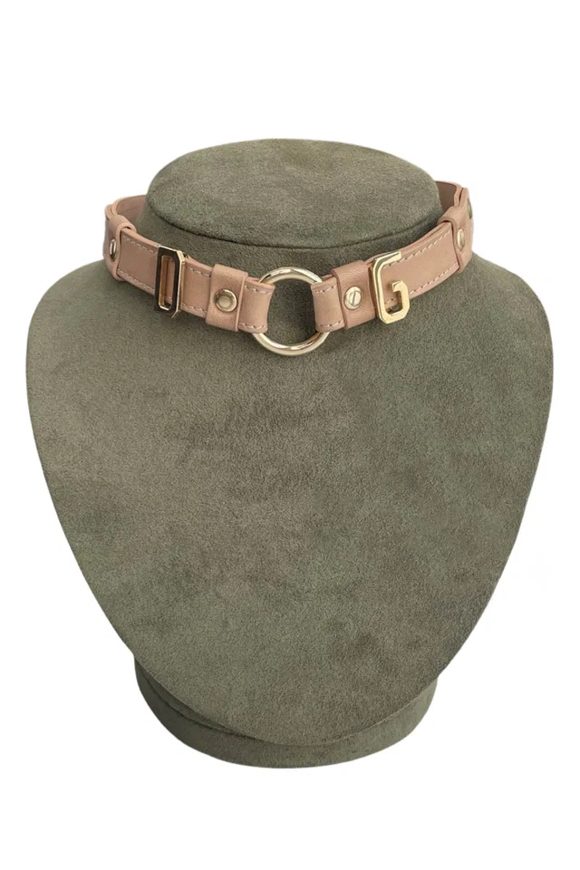 Dolce & Gabbana Brown Leather Choker W Gold Hardware in Brown Leather from Resurrection Vintage