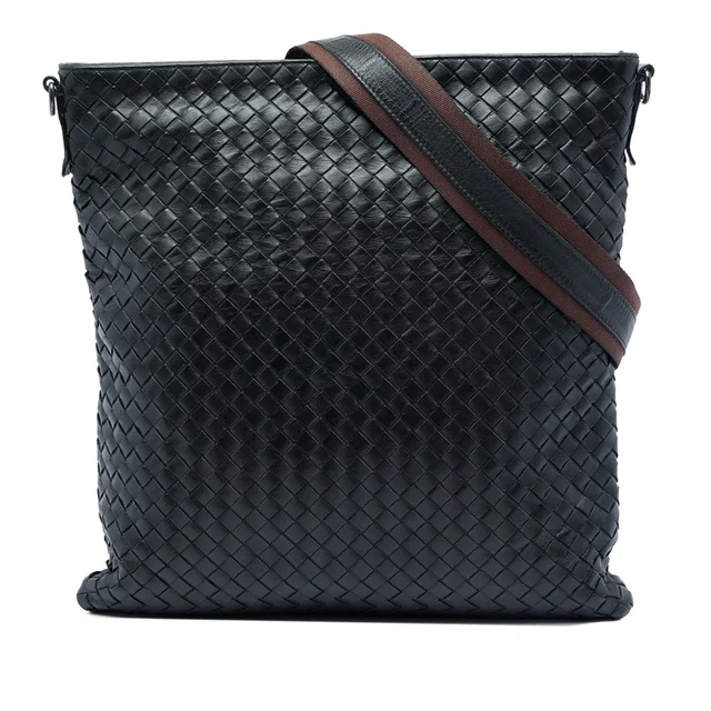 Black Bottega Veneta Nappa Intrecciato VN Crossbody in Black Nappa leather from Designer Revival
