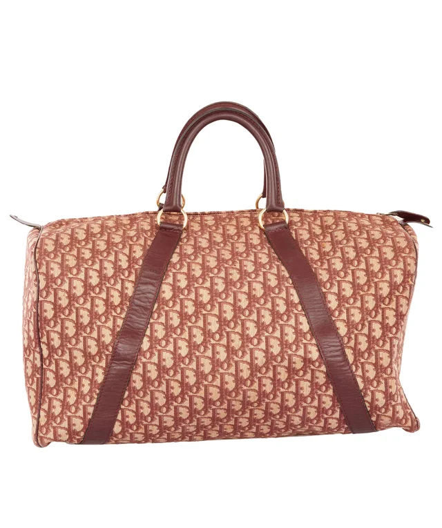Dior Burgundy and Beige Trotter Monogram Oblique Canvas Boston Bag in Beige Canvas from Luxury Promise, photo 2 of 11