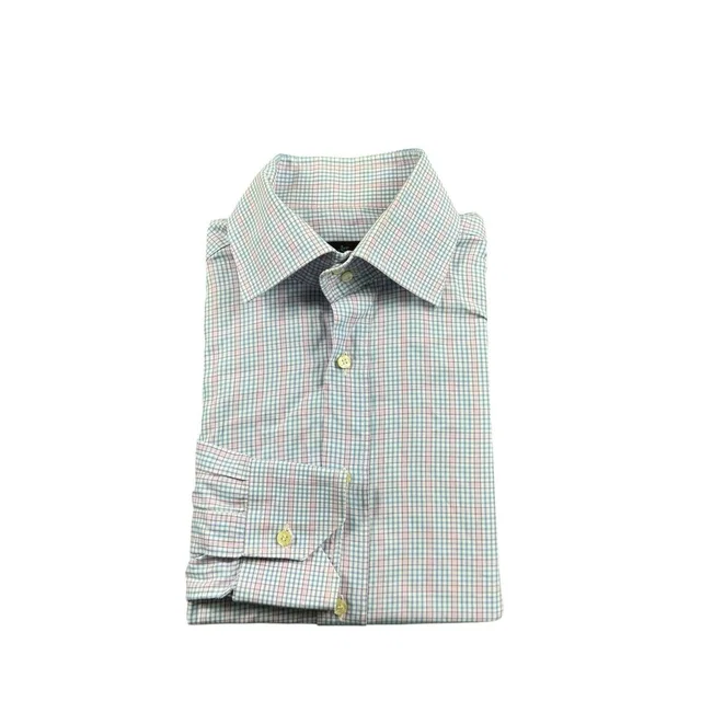 Etro Milano Mens Blue Pink Checked Cotton Button Front Shirt Size Medium M in pink|blue from Poshmark