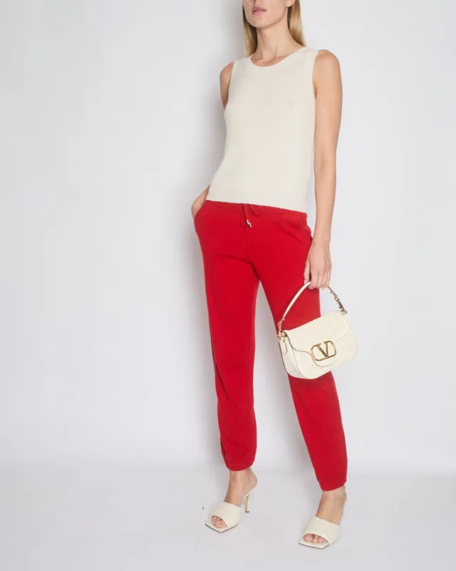 Loro Piana Red Jogging Bottoms with Drawstring Tie Size IT 40 (UK 8) in Red Cashmere from Sellier
