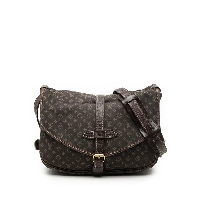 Brown Louis Vuitton Monogram Mini Lin Saumur 30 Crossbody Bag in Brown Canvas from Designer Revival