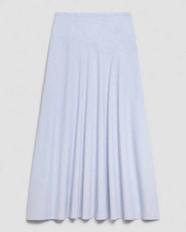 Theory Angled Yoke Skirt in Striped Cotton-Blend, photo 2 of 5 from Theory
