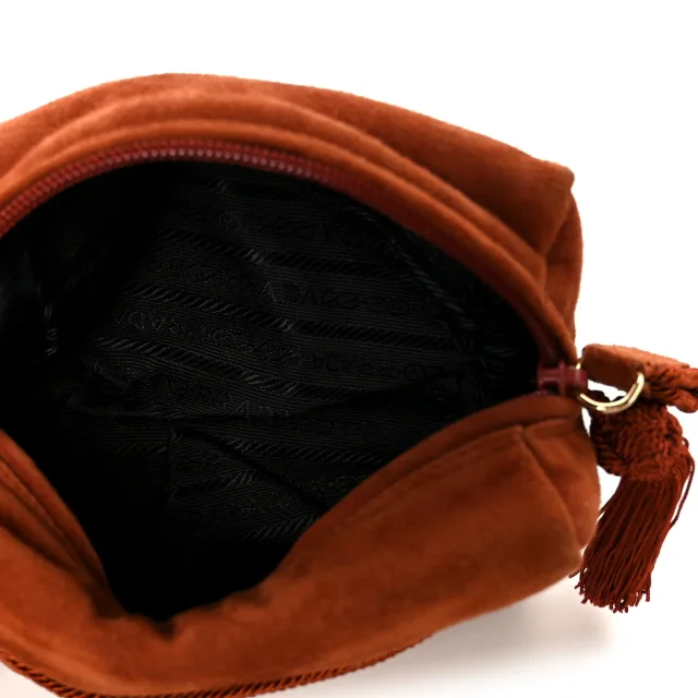 Prada Scamosciato Suede Tassel Pouch Brown in Brown Suede from FASHIONPHILE, photo 5 of 7