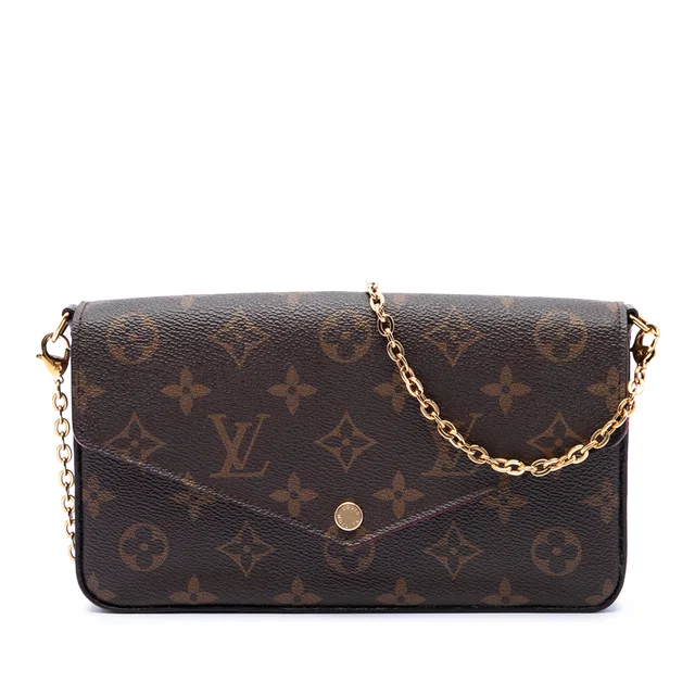 Brown Louis Vuitton Monogram Pochette Felicie Crossbody Bag in Brown Coated canvas from Designer Revival
