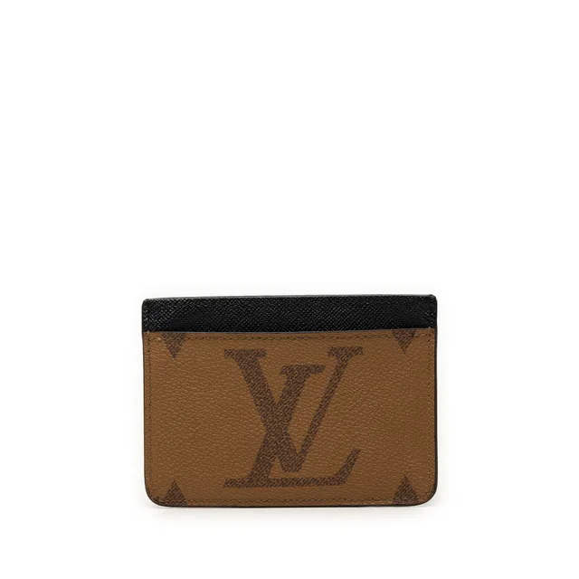 Brown Louis Vuitton Monogram Reverse Side Up Card Holder in Brown Canvas from Designer Revival