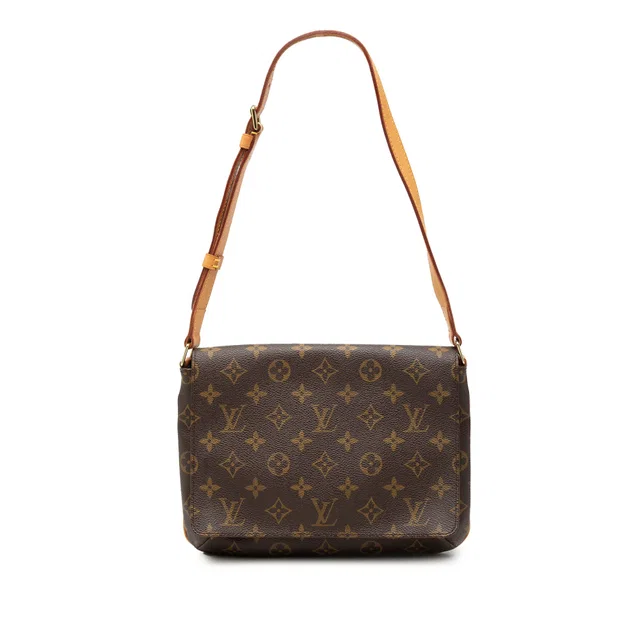 Brown Louis Vuitton Monogram Musette Tango Short Strap Shoulder Bag in Brown Coated canvas from Designer Revival
