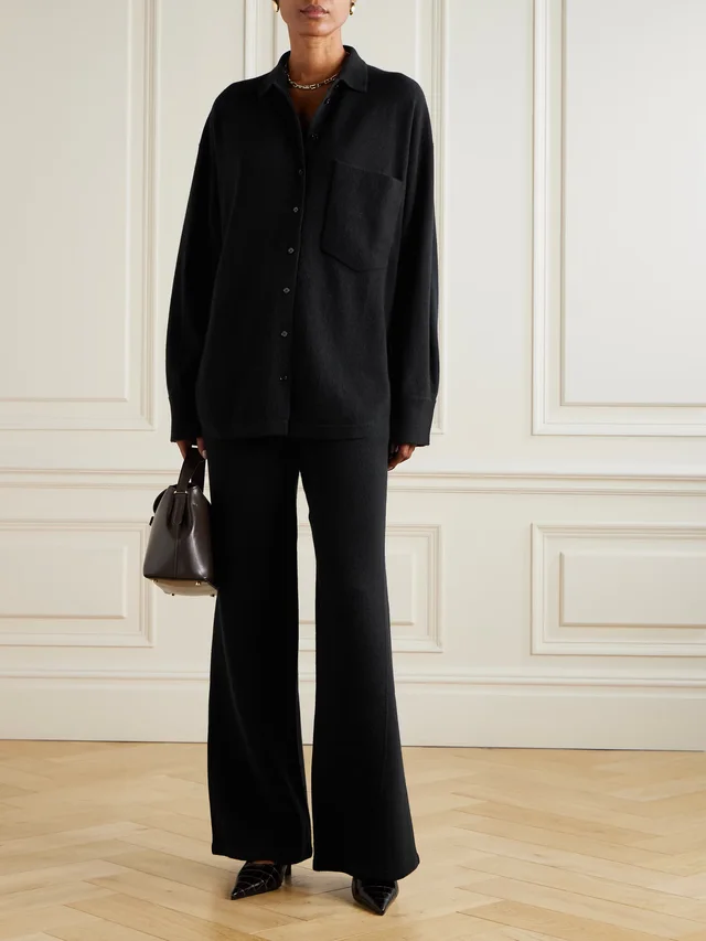 ALLUDE Wool and cashmere-blend wide-leg pants in Black, photo 2 of 2 from NET-A-PORTER (Canada)