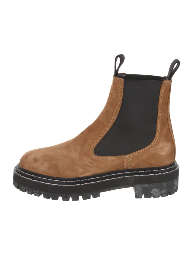 Proenza Schouler Suede Chelsea Boots in brown|red Suede from The RealReal