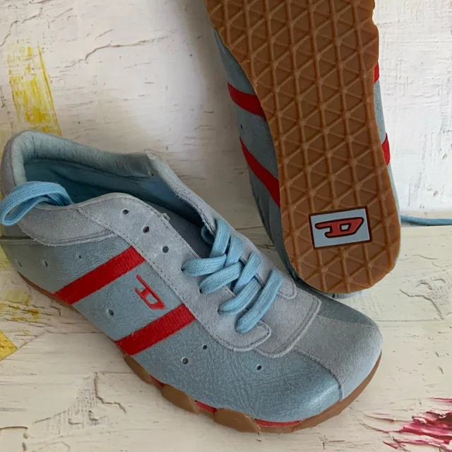 Diesel Vintage New Never Worn Y2k Evelyn Sneakers Size 6 Baby Blue Red Trim in red|blue from Poshmark