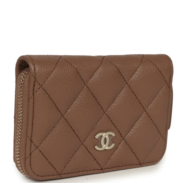 Chanel Classic Zipped Coin Purse Wallet Brown Shiny Caviar Light Gold Hardware in Brown Caviar leather from Madison Avenue Couture, photo 2 of 8