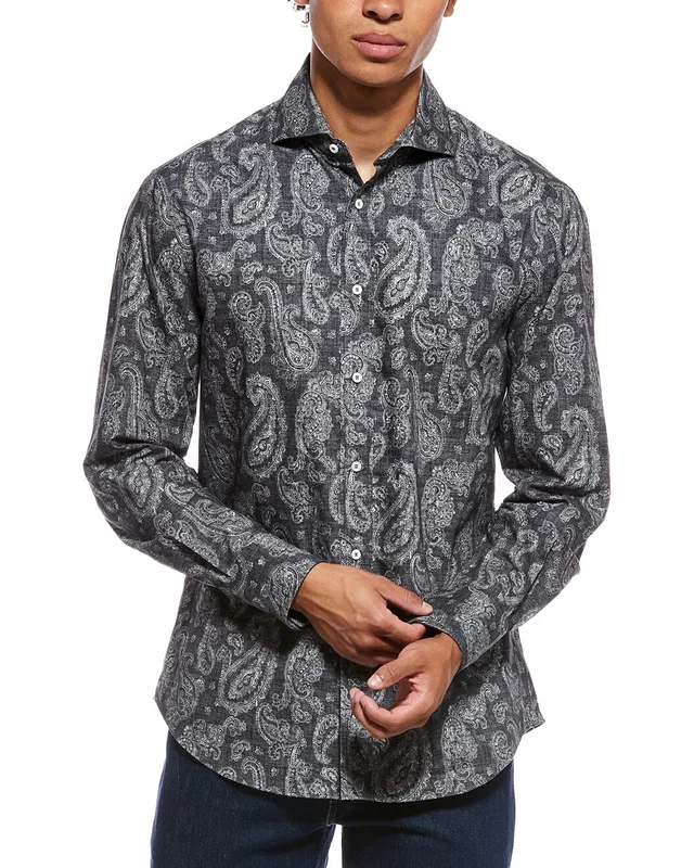 Brunello Cucinelli Printed Dress Shirt in //asset1.ruecdn.com/images/sw/101074/1010747124_RLSW_grey.jpg, image 1 of 1 from Gilt