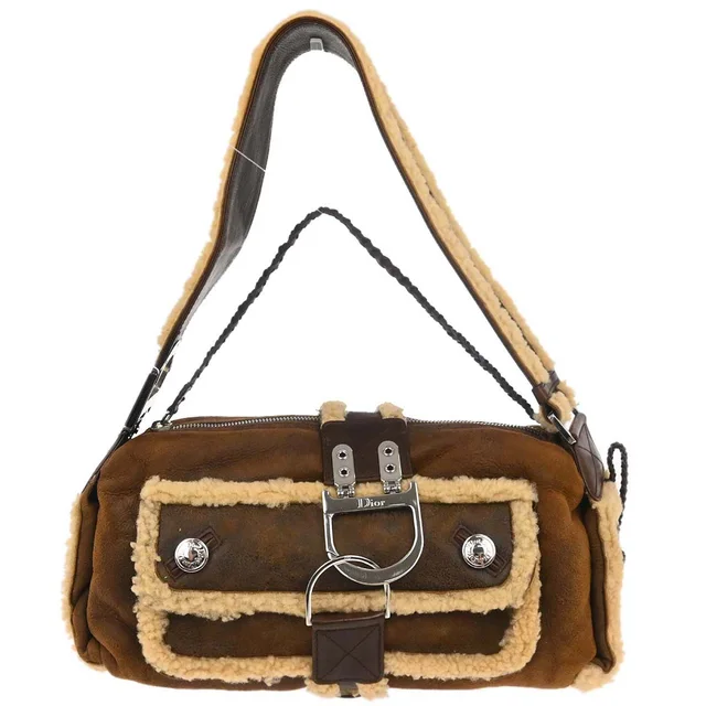 Dior Brown Mouton Flight Handbag in Brown Leather from AMORE Vintage Tokyo