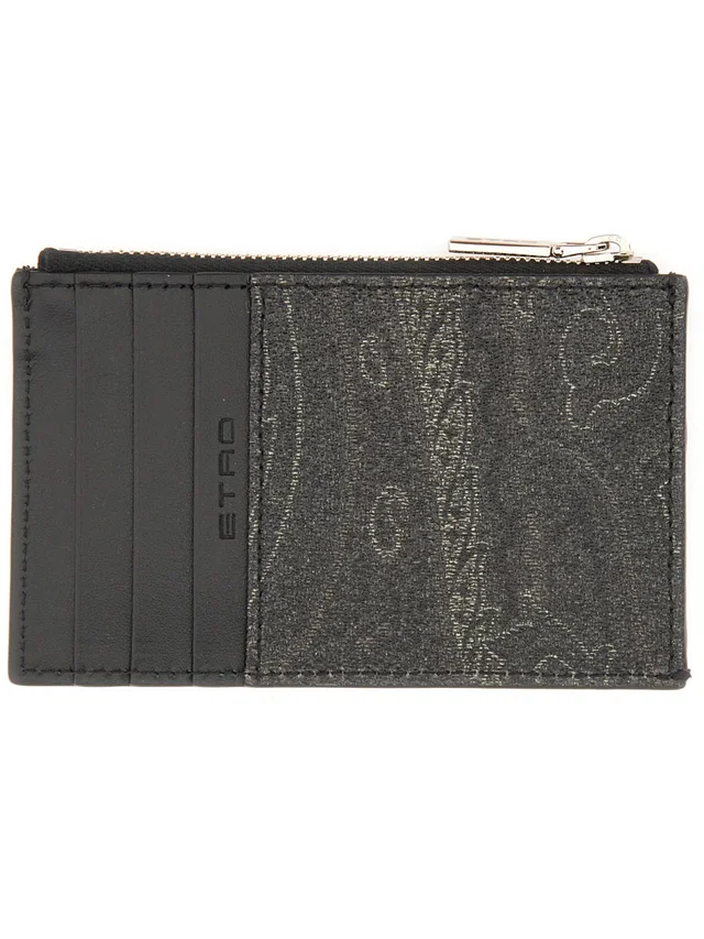 Etro Arnica Card Case — Black Cotton Polyester Wallets & Purses in Black Canvas from HEWI