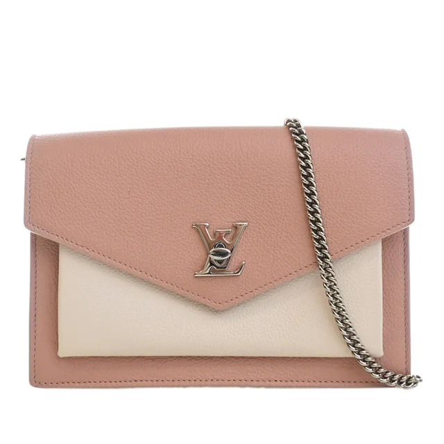 Pink Louis Vuitton Bicolor Leather MyLockMe Chain Pochette Crossbody Bag in Pink Leather from Designer Revival