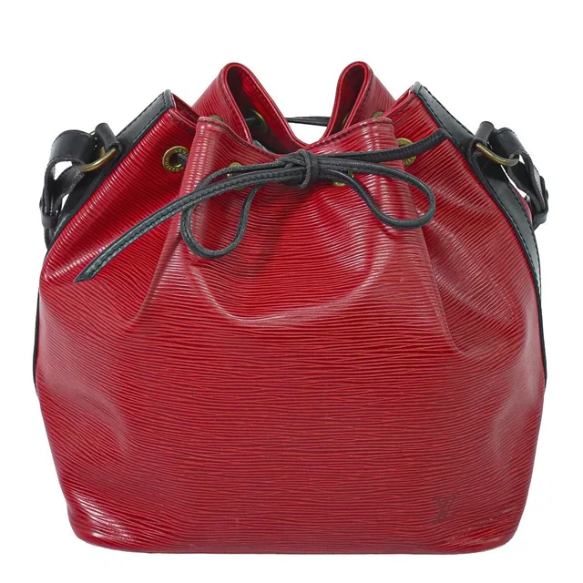 Louis Vuitton Petit Noe Epi Leather Shoulder Bag Castilian Red Noir Black in Black Leather from The Reluxe