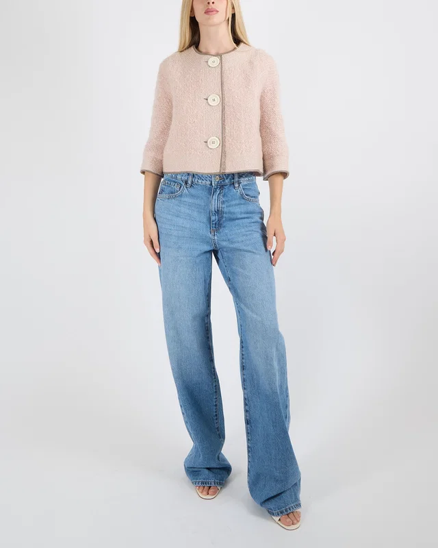 Louis Vuitton Pink Wool Tweed Jacket with Gold Detailing Size FR 38 (UK 10) in Pink Tweed from Sellier
