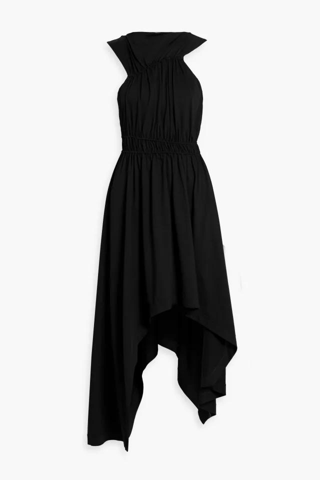 McQueen Asymmetric Cotton-Jersey Maxi Dress, photo 2 of 5 from THE OUTNET