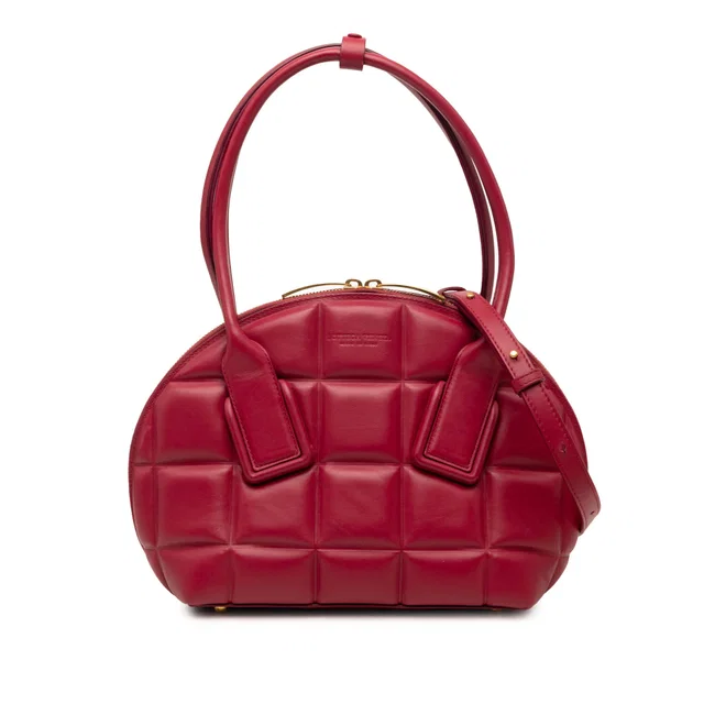 Red Bottega Veneta Small Leather Padded BV Swoop Bag Satchel in Red Leather from Designer Revival