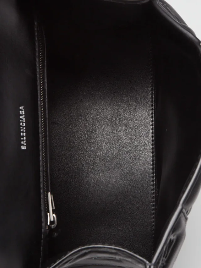 Balenciaga Black Embossed Leather Hourglass Small Top Handle Bag in Black Leather from Yoogis, photo 8 of 10