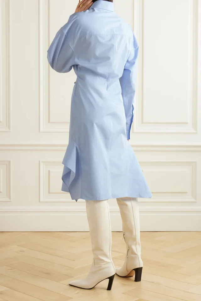 Stella McCartney Asymmetric Cotton-Poplin Shirt Dress in Sky blue, photo 3 of 4 from THE OUTNET