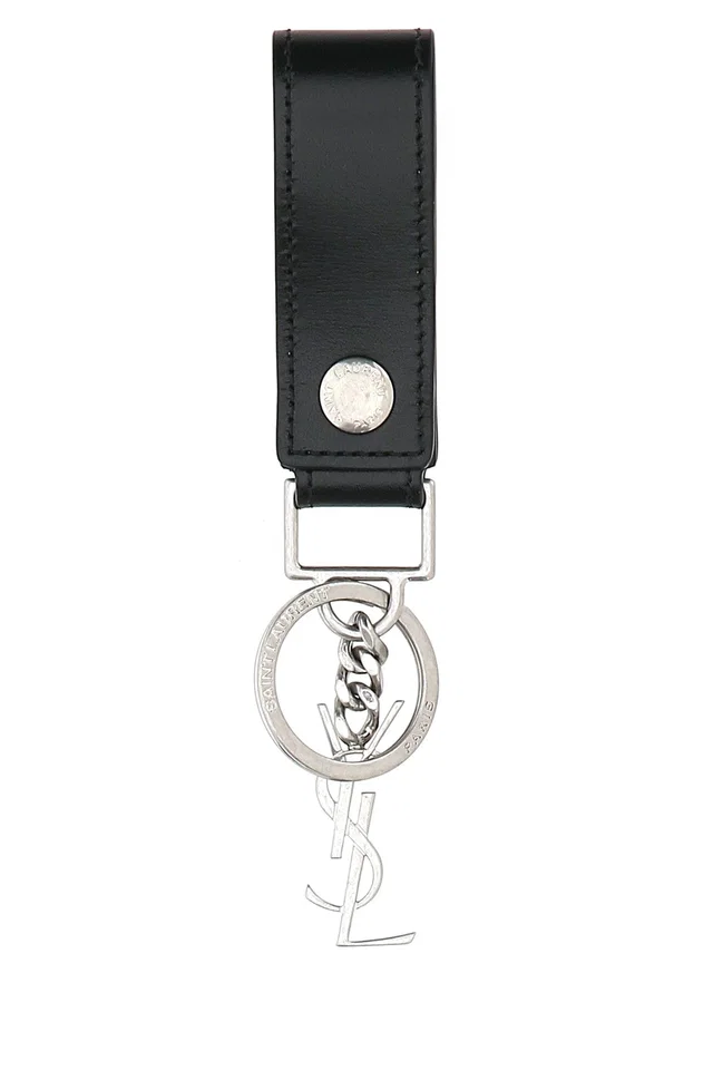 Saint Laurent Mono Key Case — Black Leather Keychains in Black Leather from HEWI