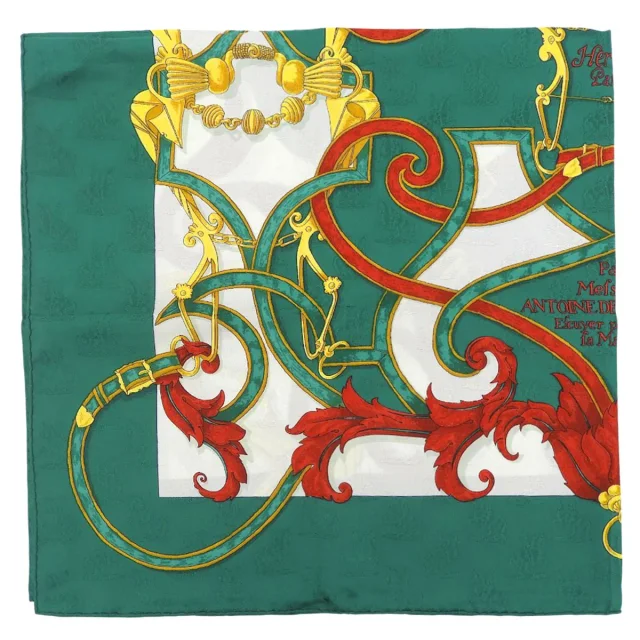 Hermès Kare 90 Linstruction du roy Patterned scarf green/white from VINTAGE QOO TOKYO, photo 2 of 10