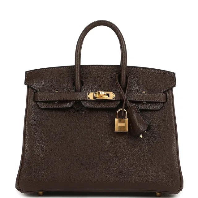 Hermès Birkin 25 Ebene Barenia Faubourg Gold Hardware in Brown Calfskin from Madison Avenue Couture