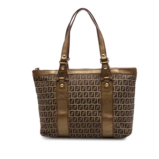Beige Fendi Zucchino Canvas Tote in Beige Canvas from Designer Revival