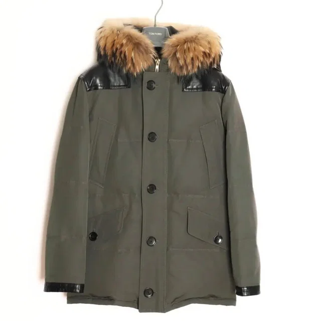 Tom Ford Leather-Trimmed N-3b Down Jacket Coat 46 in green Leather from Grailed