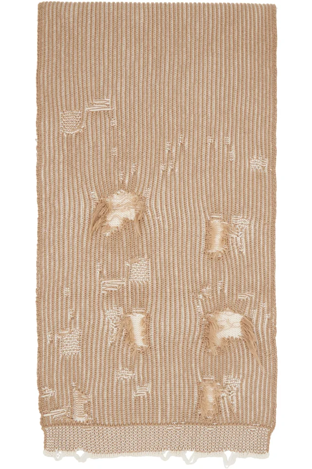 MM6 Maison Margiela Tan & White Amended Optical Ribs Scarf, photo 2 of 3 from SSENSE