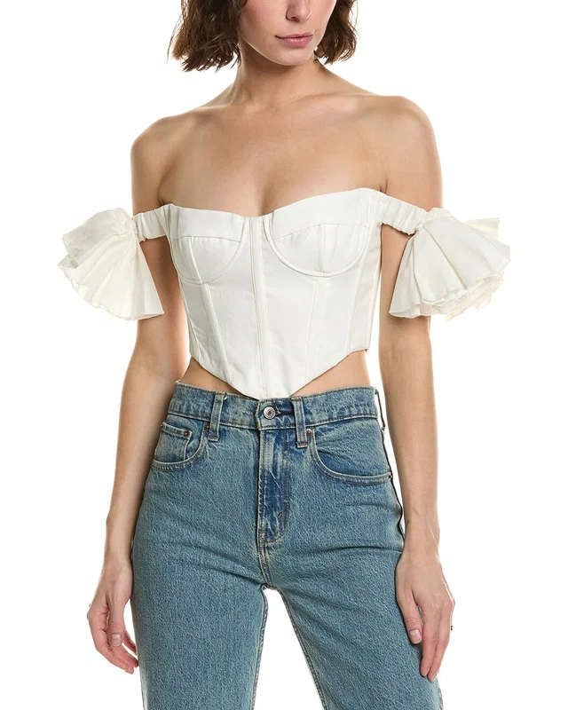 Bardot Sigma Linen Corset Top, image 1 of 1 from Gilt