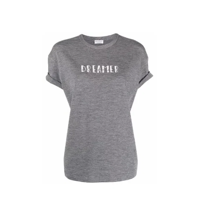 Brunello Cucinelli Gray Elastane T-Shirt in Grey Wool from HEWI