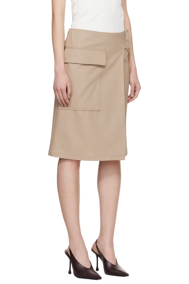 Courrèges Beige Utility Buckle Cotton Midi Skirt, photo 2 of 4 from SSENSE