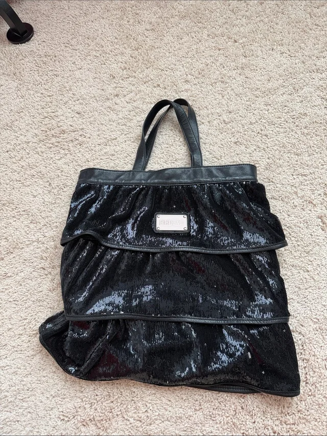 REDValentino Sequin Tiered Tote in black from Poshmark
