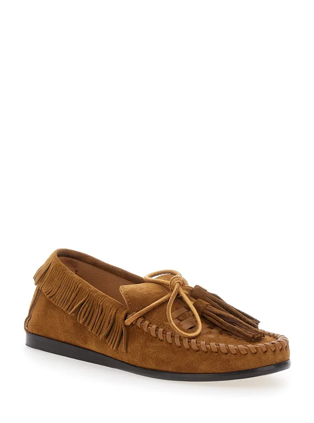 Isabel marant Loafers 'Fitza' with Fringed Details and Bow on the Front in Brown Suede for Women in Brown 100% CALF, photo 4 of 8 from Gaudenzi Boutique