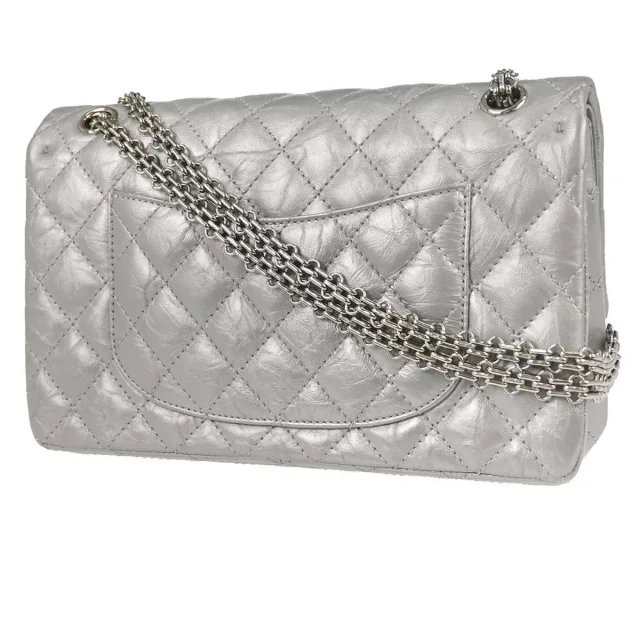 Chanel Reissue 2.55 Double Compartment Flap Quilted Aged Calfskin Silver Bag in Silver Calfskin from HEWI, photo 2 of 15