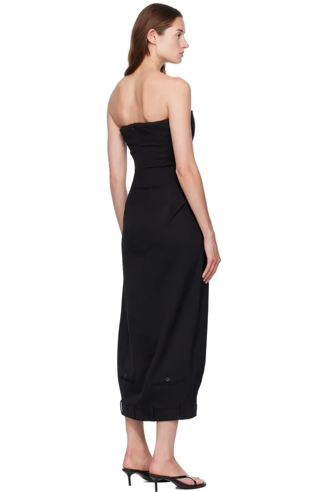 VETEMENTS Black Upside-Down Tailored Pantadress Maxi Dress, photo 3 of 4 from SSENSE