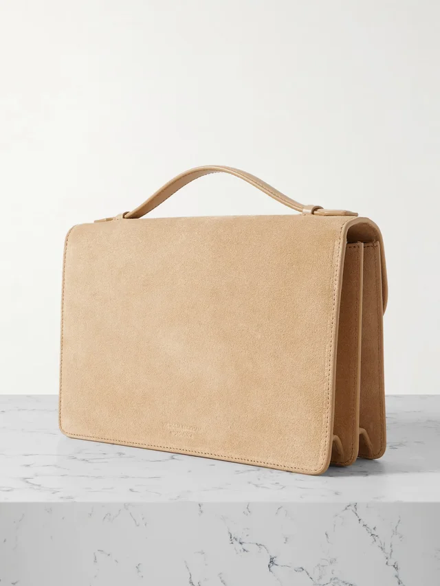 VICTORIA BECKHAM The Dorian leather-trimmed suede shoulder bag - beige - One Size in Beige 100% Suede leather, photo 3 of 6 from NET-A-PORTER (Canada)