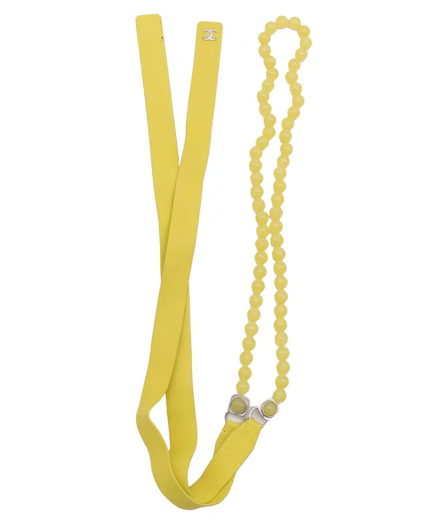 Chanel Leather Pearl Belt Yellow in Yellow Leather from Luxury Promise