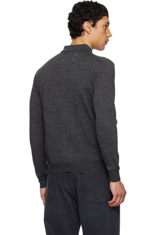 Maison Margiela Gray Patchwork Knit Polo, photo 3 of 4 from SSENSE
